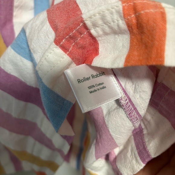 Roller Rabbit Nattie Caftan Rainbow Striped Cotton Tunic Dress Swim Cover - Picture 6 of 6